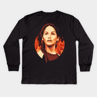 The Girl On Fire Kids Long Sleeve T-Shirt